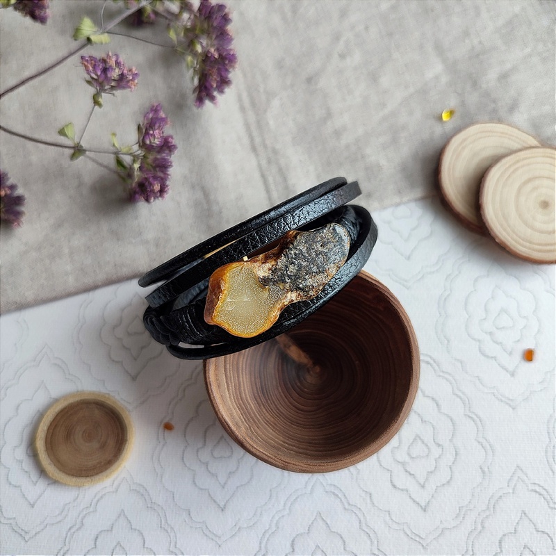 Браслет на кож. рем.,Янтарь 3501419888 (3)