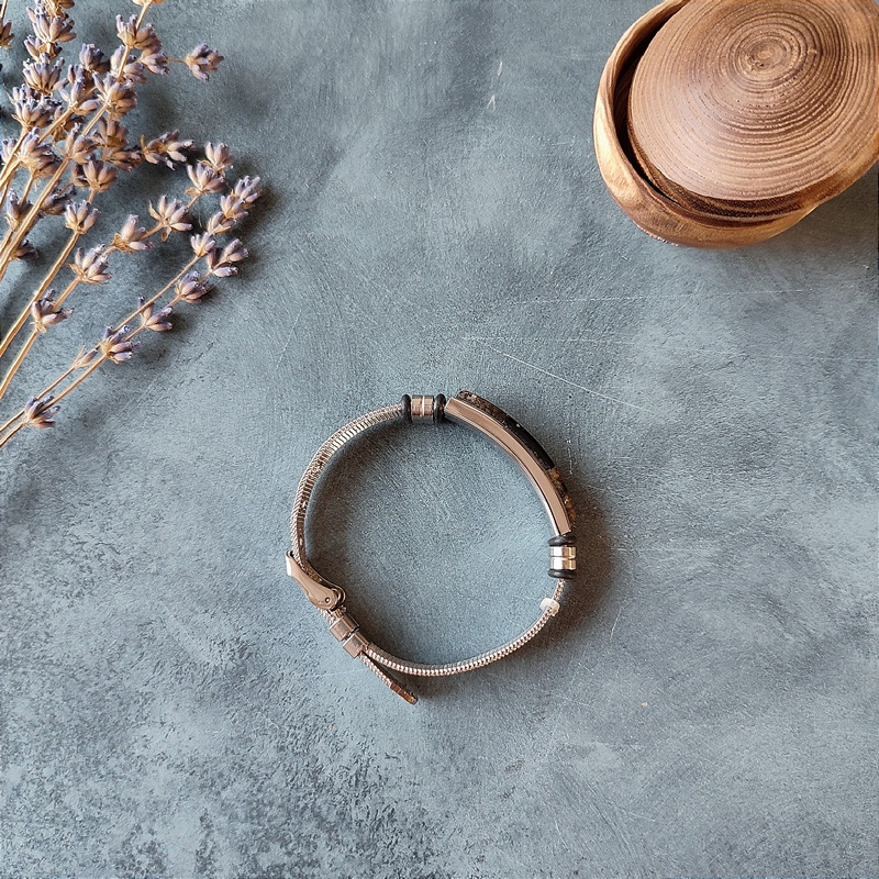 Браслет на метал. ремешке, янтарь 3211519863 (2)