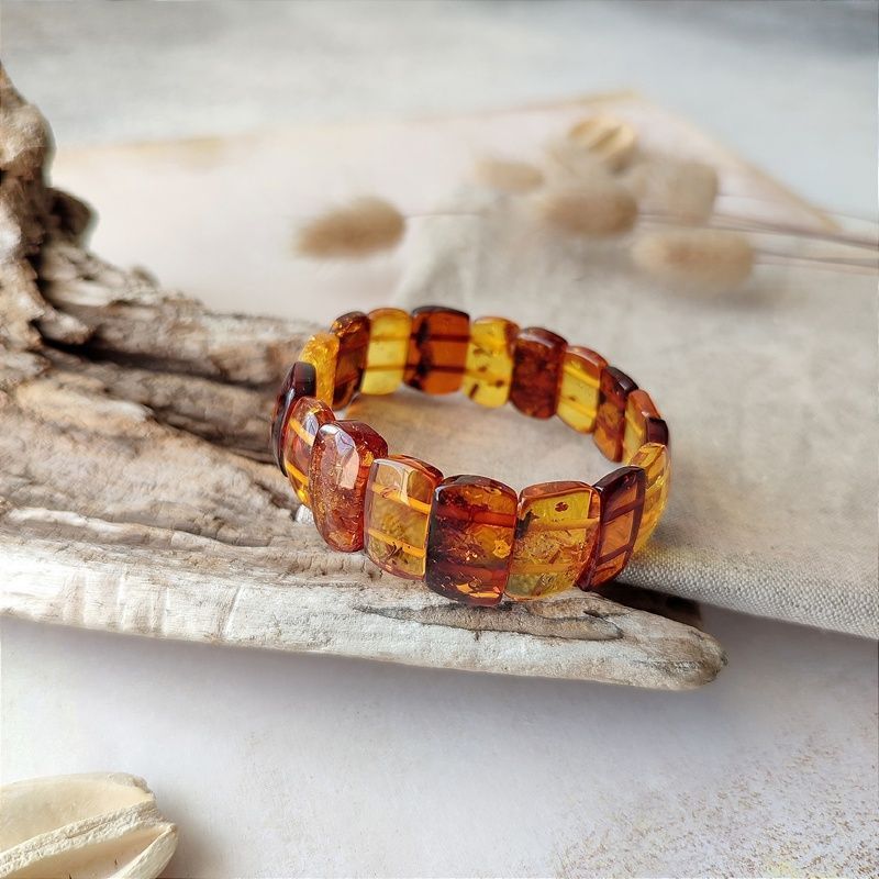 Браслет "Пластина". янтарь