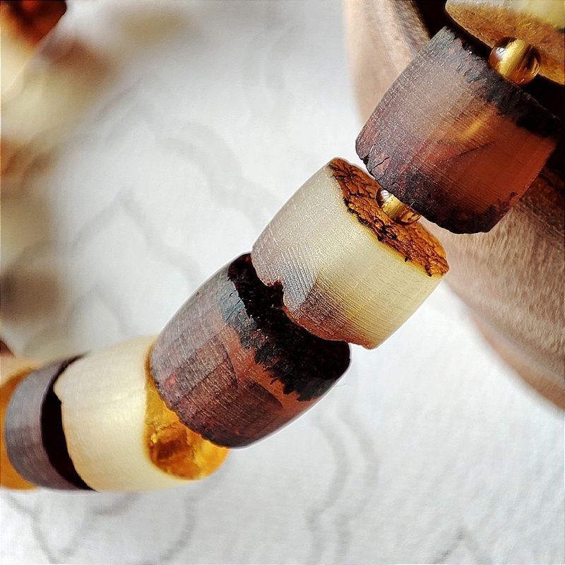 Браслет "Пеньки" янтарь