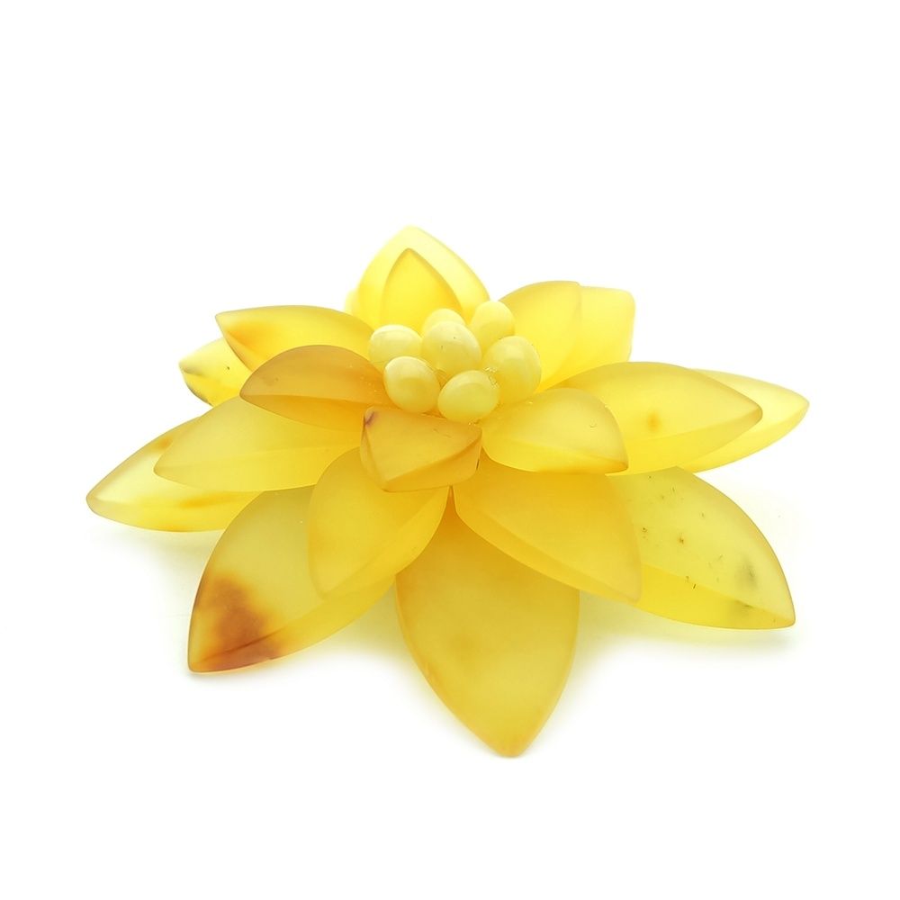 Брошь "Лотос" Янтарь