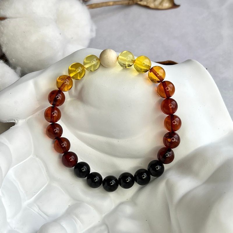 Браслет "Шар" янтарь, мамонт