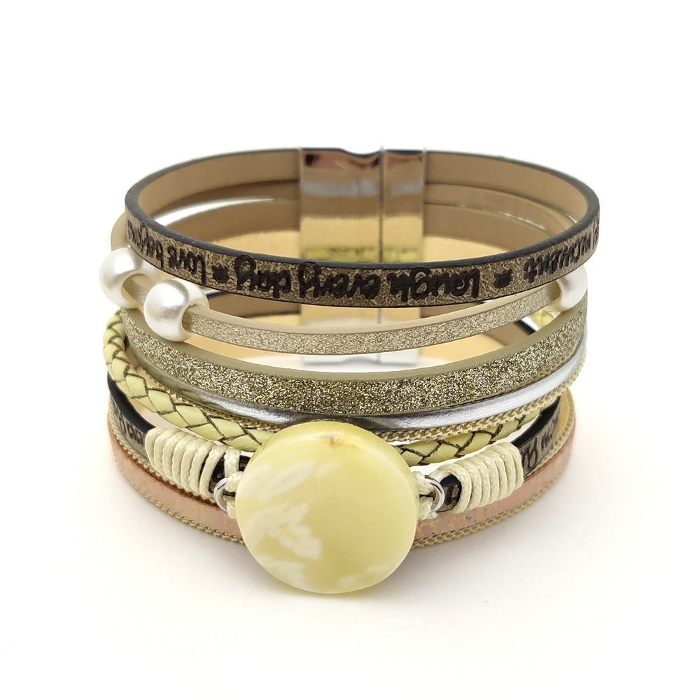 Браслет на кож.  ремешке Янтарь