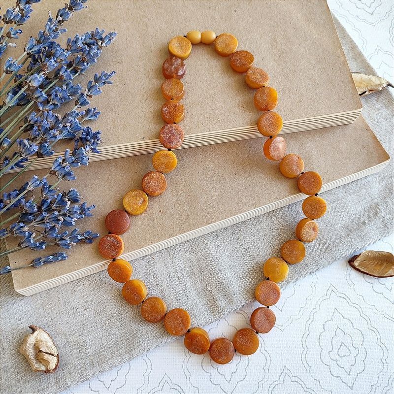 Бусы "Таблетка" из янтаря