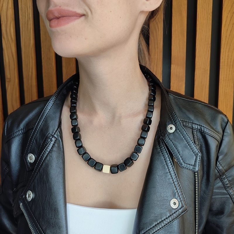 Бусы "Куб" янтарь, мамонт