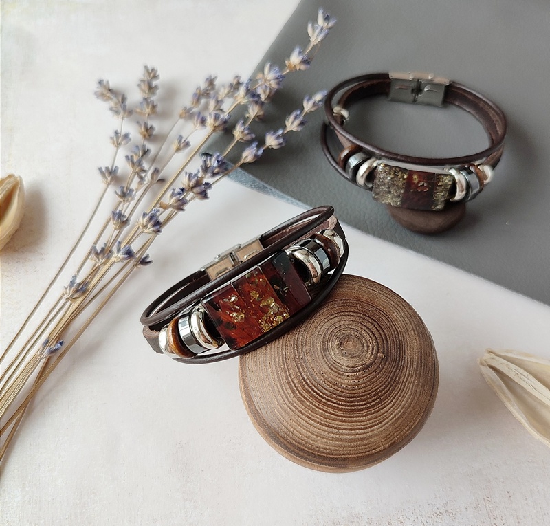 Браслет на ремешке. Янтарь 3106419885 (3)