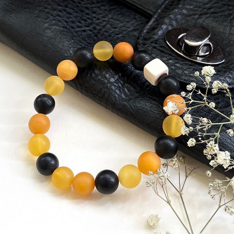 Браслет "Шар" янтарь, мамонт