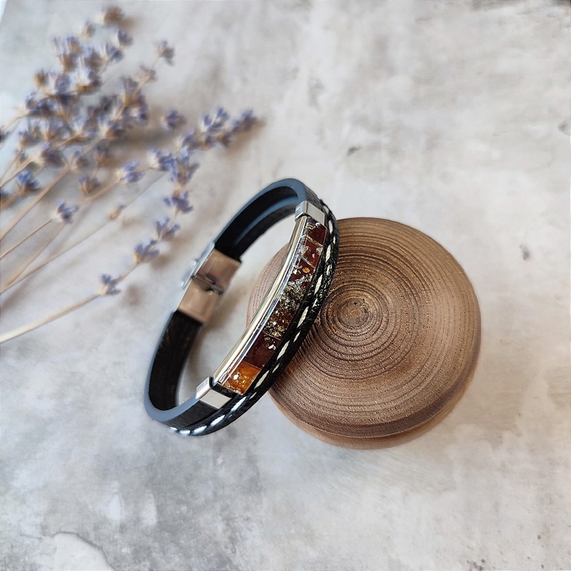 Браслет на кож.ремешке, янтарь 3101419862 (3)