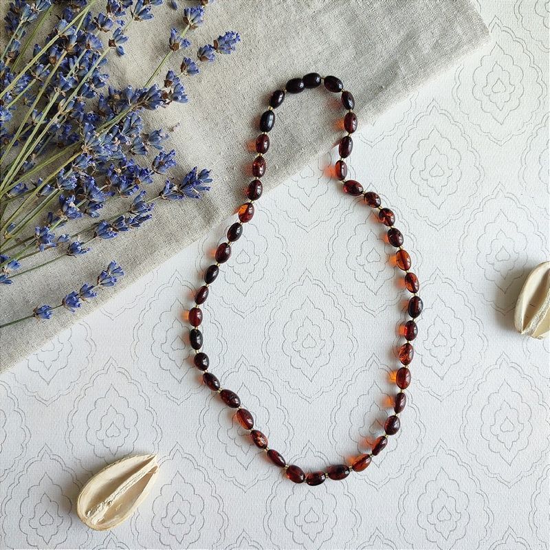 Бусы "Сливка" из янтаря