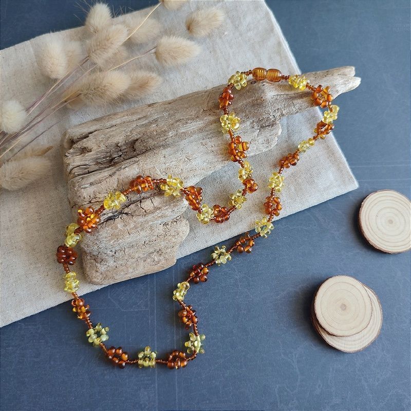 Бусы "Шишечки" янтарь