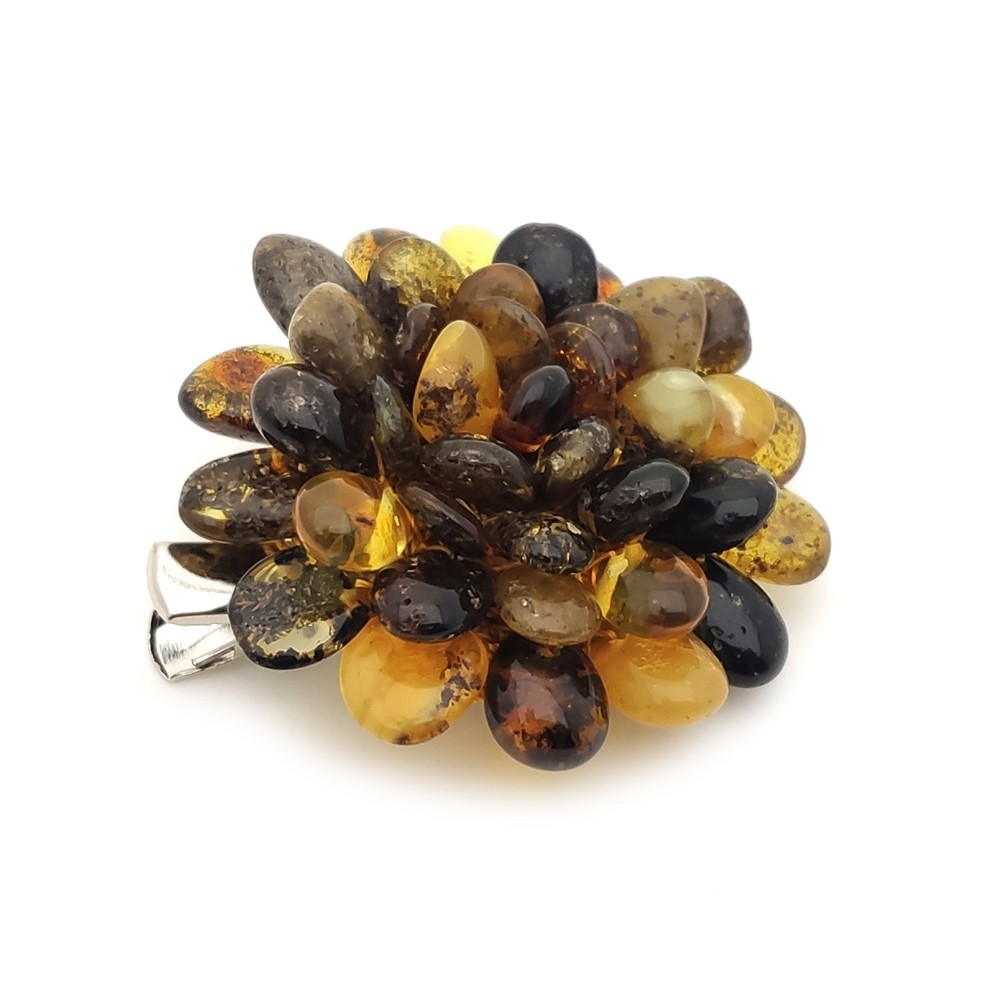 Брошь-зажим янтарь