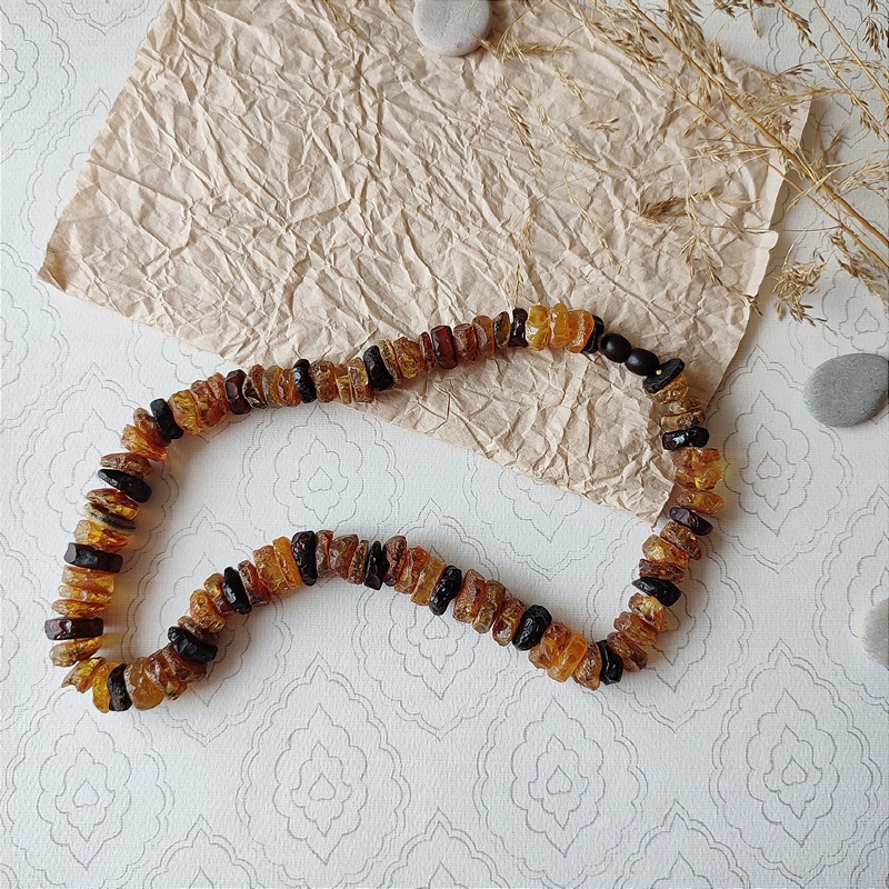 Бусы "Таблетка" из янтаря