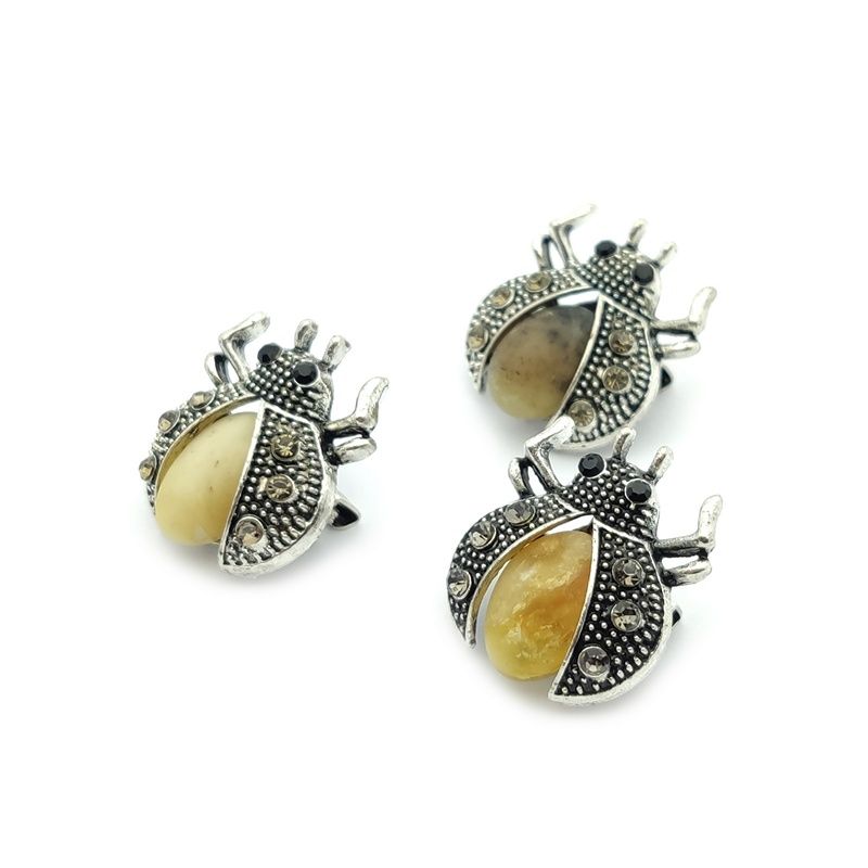 Брошь "Жук" янтарь