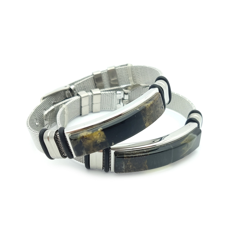 Браслет на метал. ремешке, янтарь 3211519863