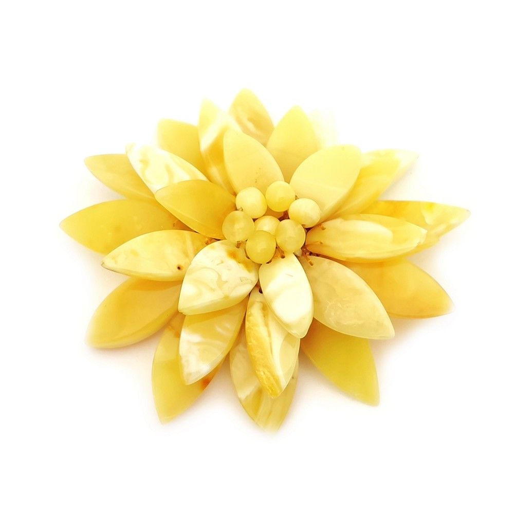 Брошь "Лотос" янтарь