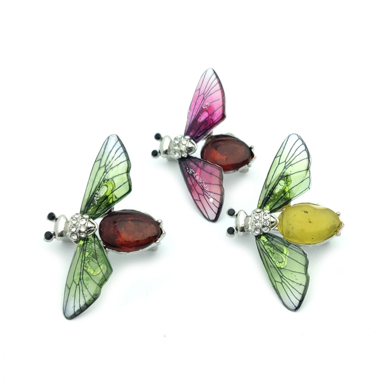 Брошь " Мотылёк" янтарь