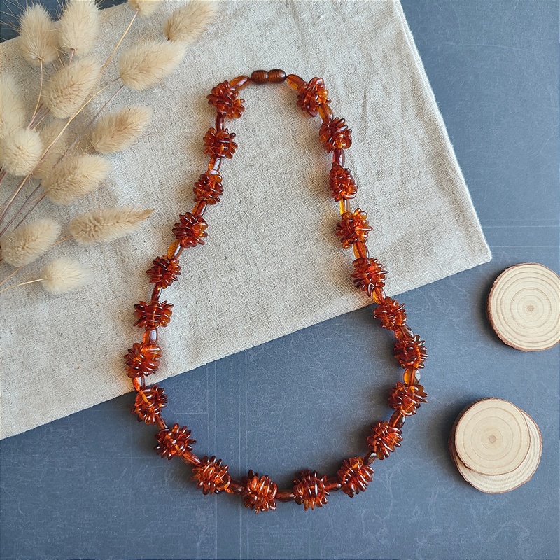 Бусы "Шишечки" янтарь