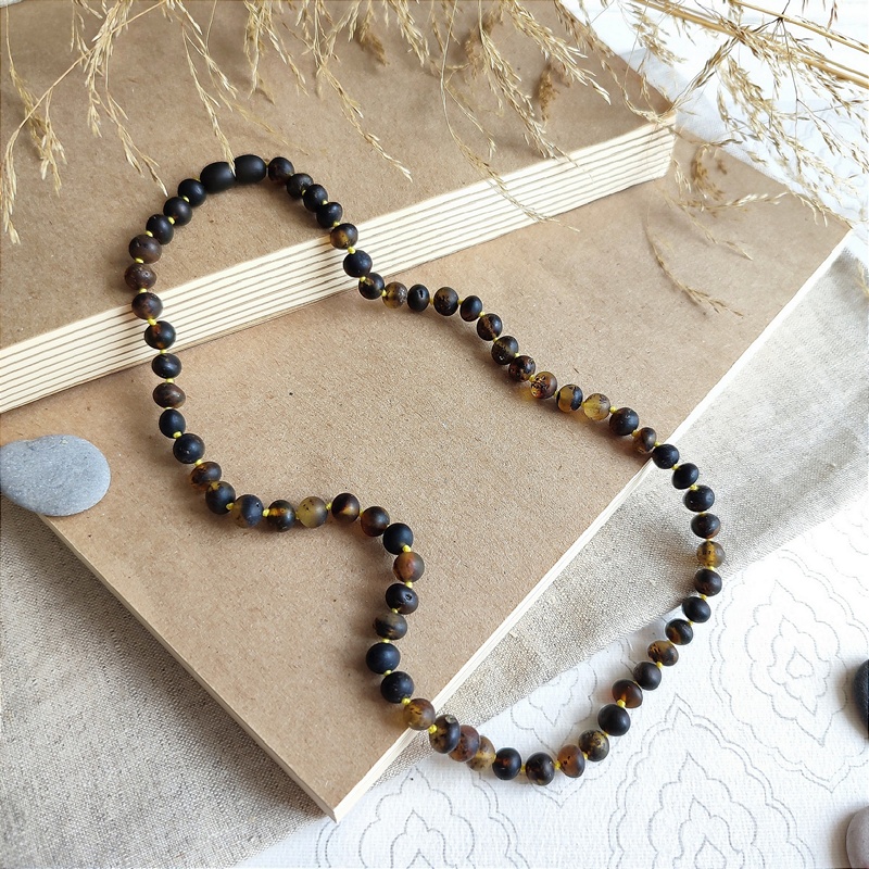 Бусы "Горошек" янтарь