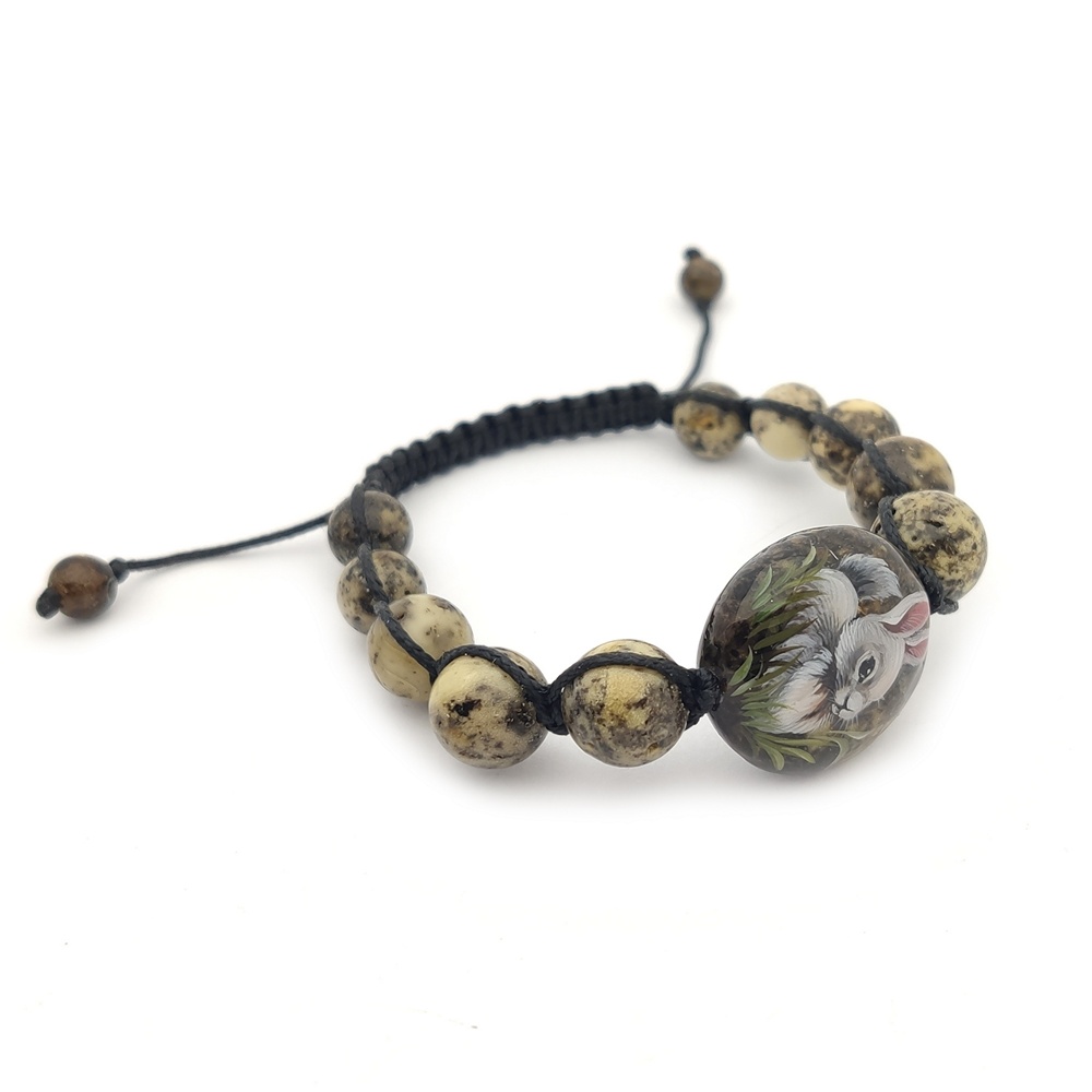 Браслет "Космозаяц" янтарь