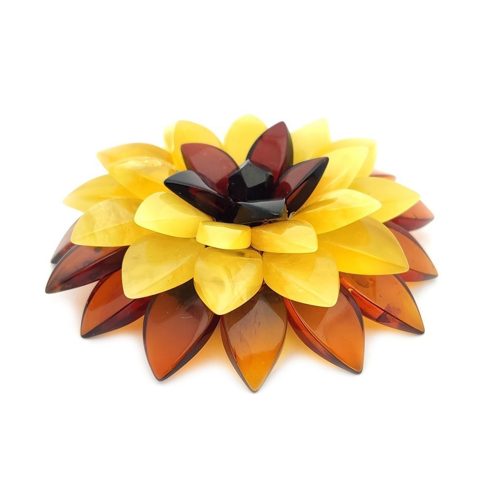 Брошь-кулон "Лотос" янтарь