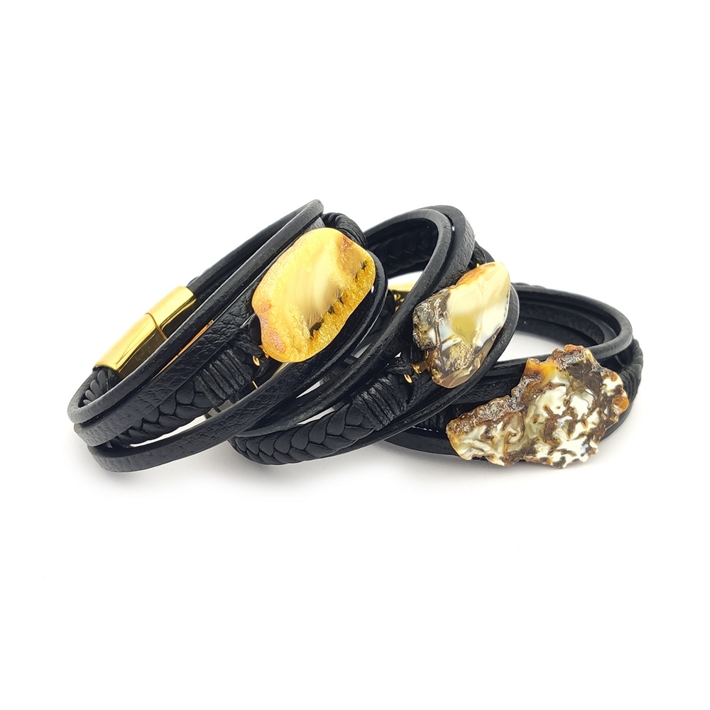 Браслет на кож.  рем.,Янтарь 3041419888 (2)