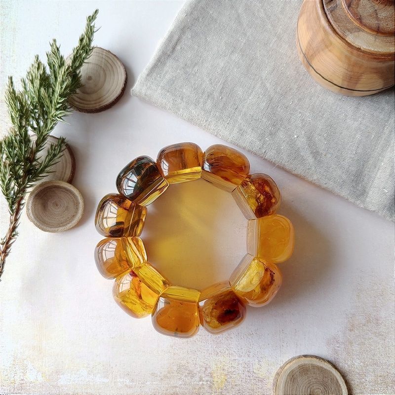 Браслет "Мандарин" инклюз,янтарь