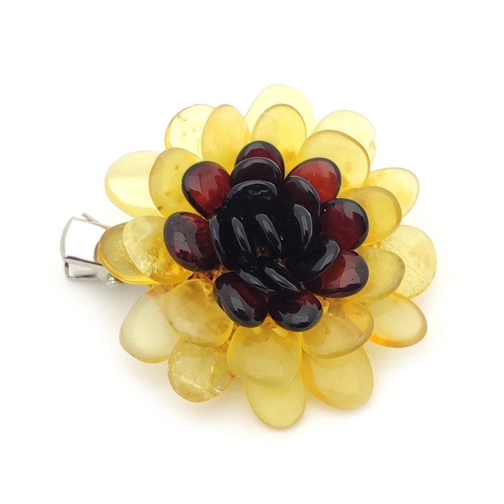 Брошь-зажим янтарь