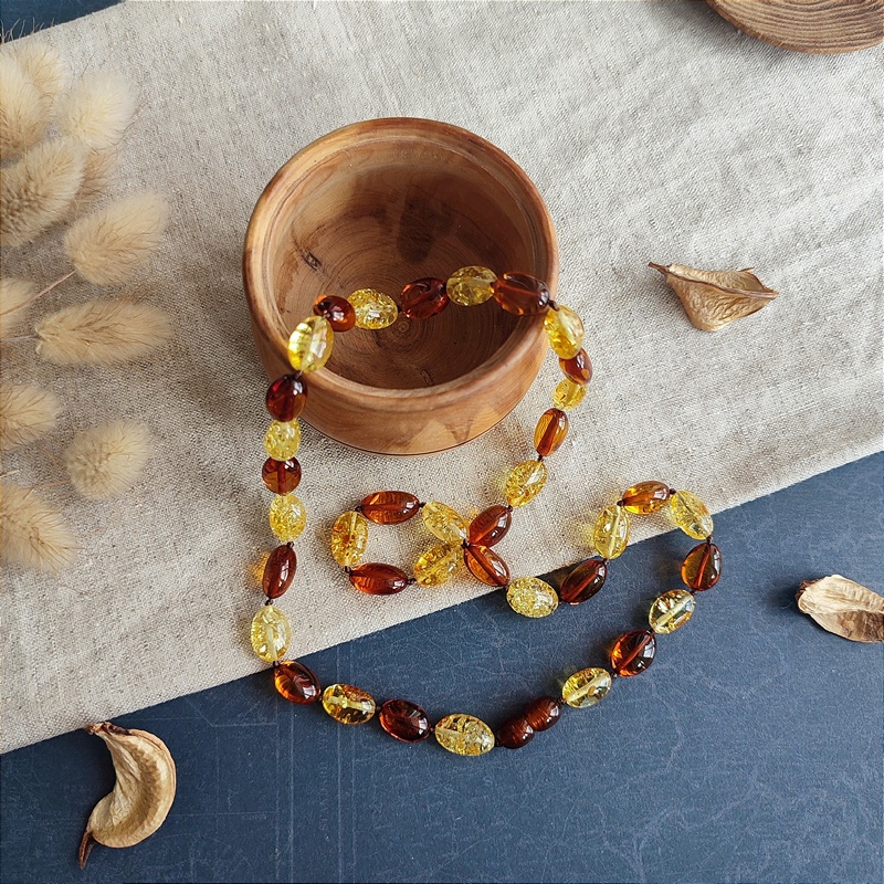 Бусы "Слива" из янтаря