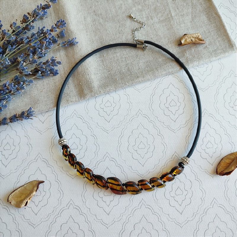 Колье "Змейка" Янтарь