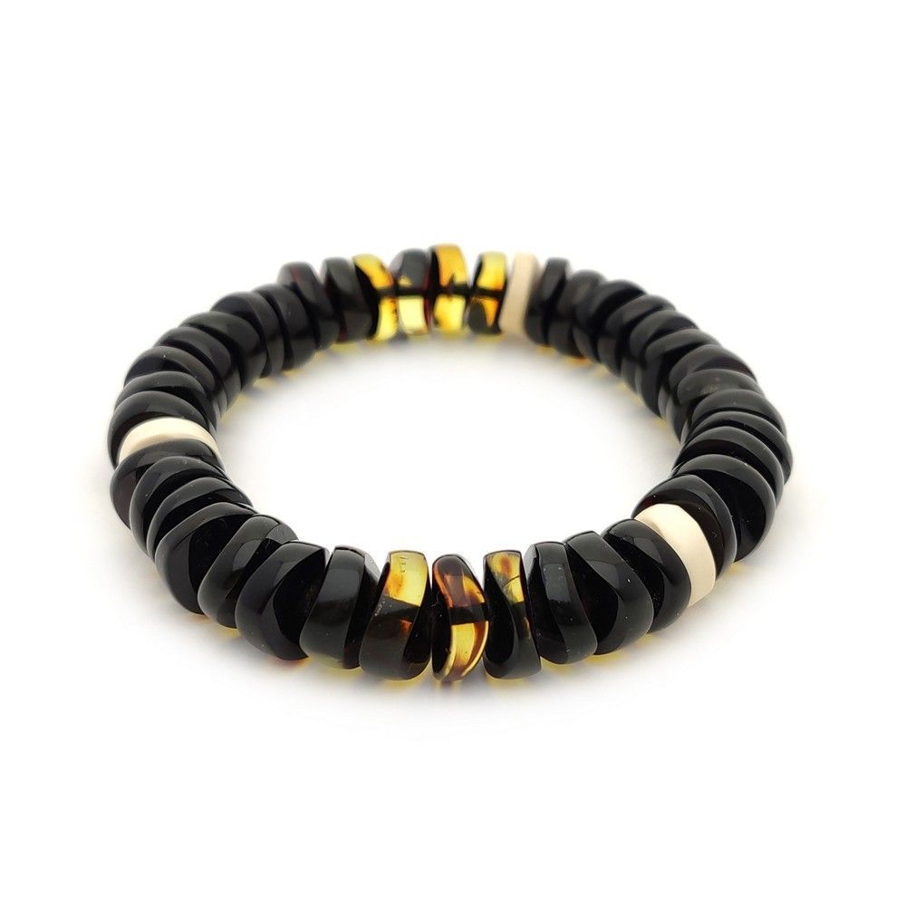 Браслет "Диск-волна" Янтарь, Мамонт