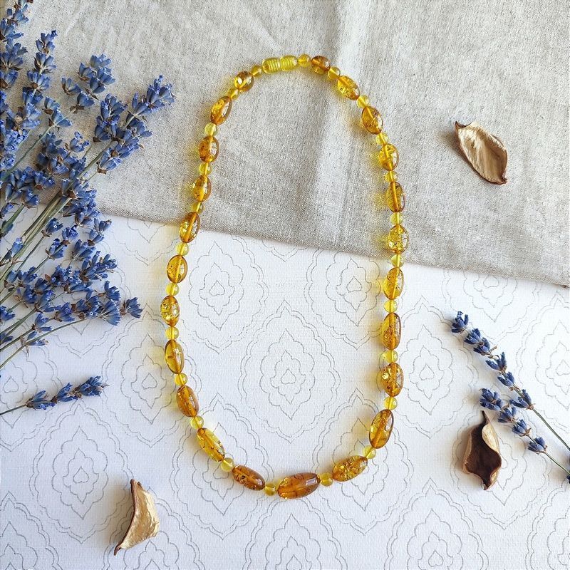 Бусы "Слива" из янтаря