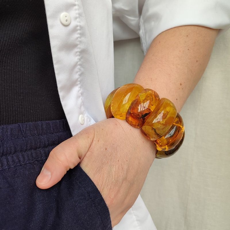 Браслет "Мандарин" инклюз,янтарь