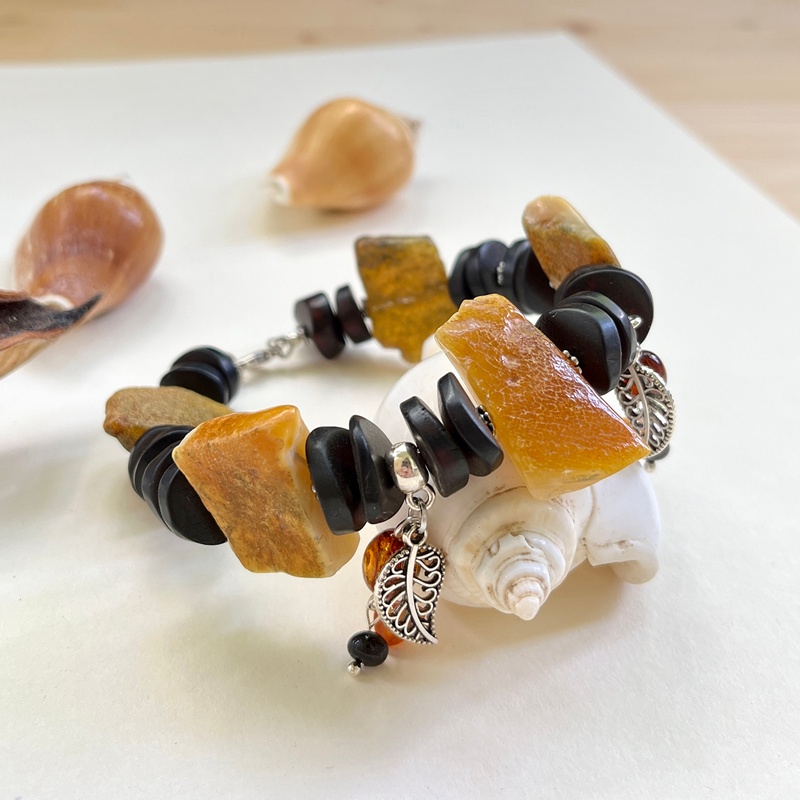 Браслет "Лесная фея" янтарь