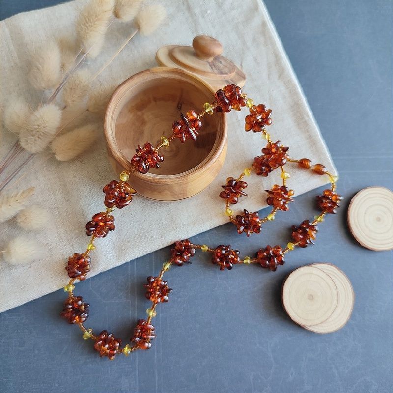 Бусы "Шишечки" янтарь