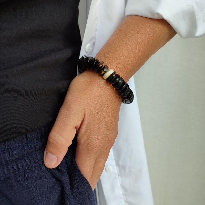 Браслет "Диск-волна" Янтарь, Мамонт