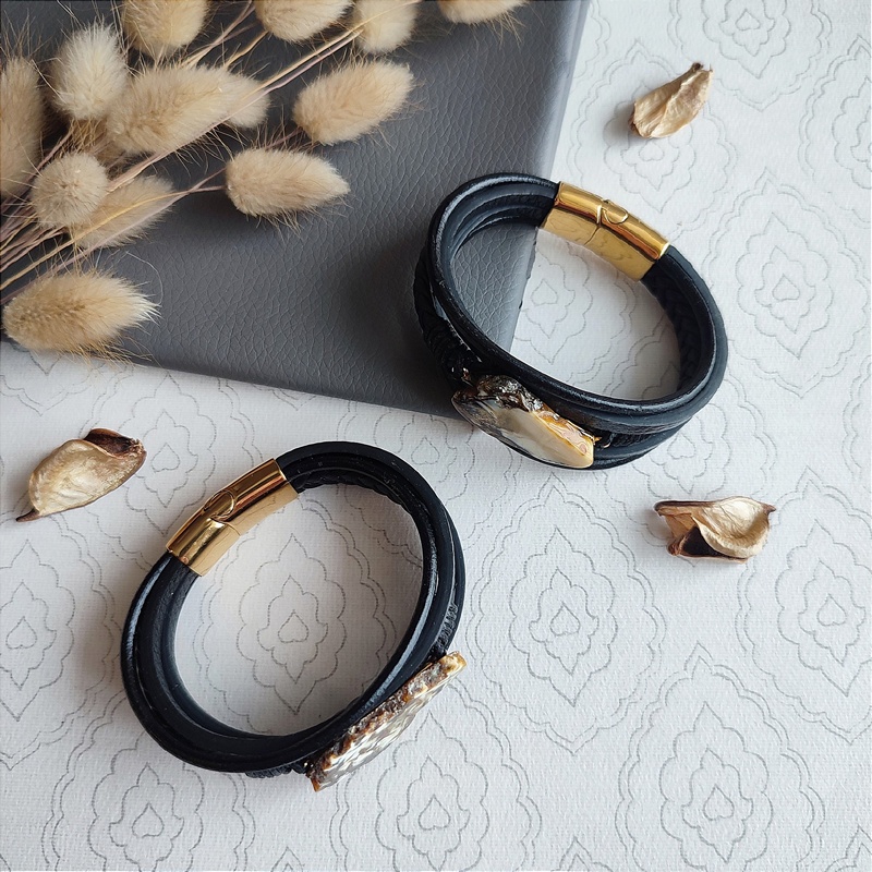 Браслет на кож.  рем.,Янтарь 3041419888 (2)