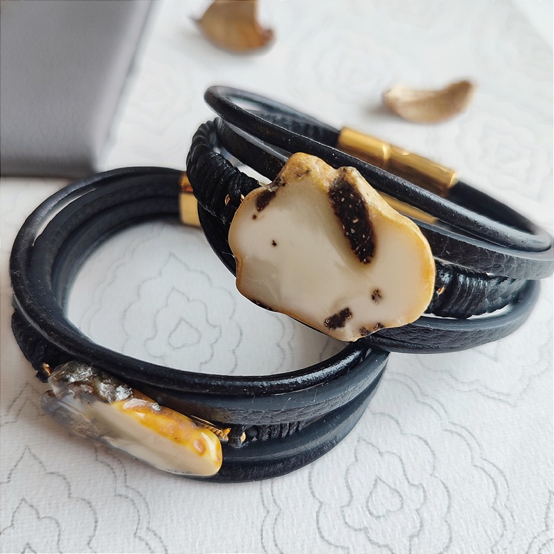 Браслет на кож.  рем.,Янтарь 3041419888 (8)