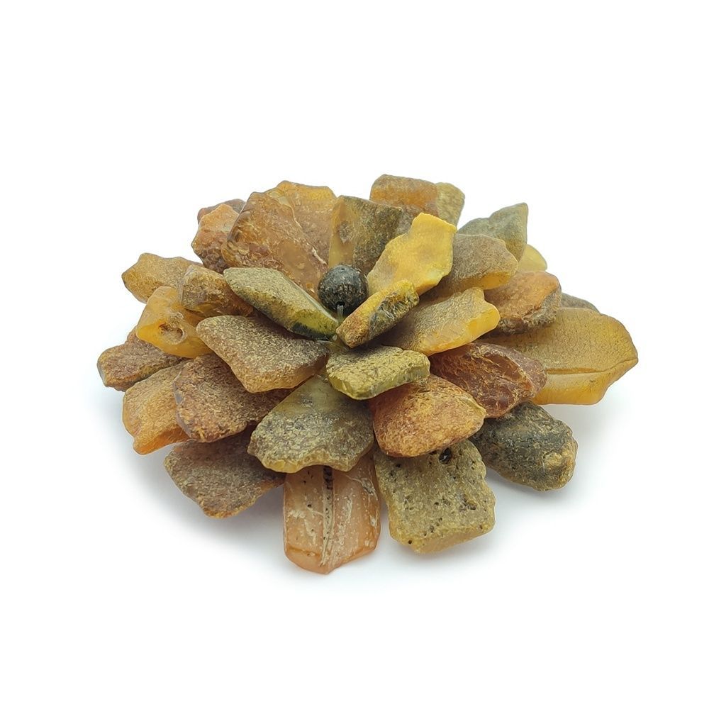 Брошь "Цветок" Янтарь