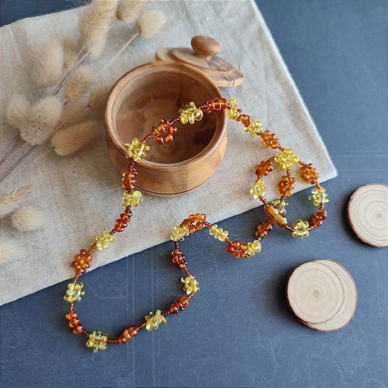 Бусы "Шишечки" янтарь