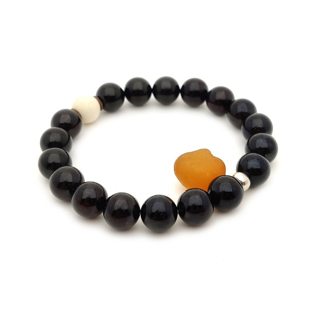 Браслет "Шар" янтарь, мамонт