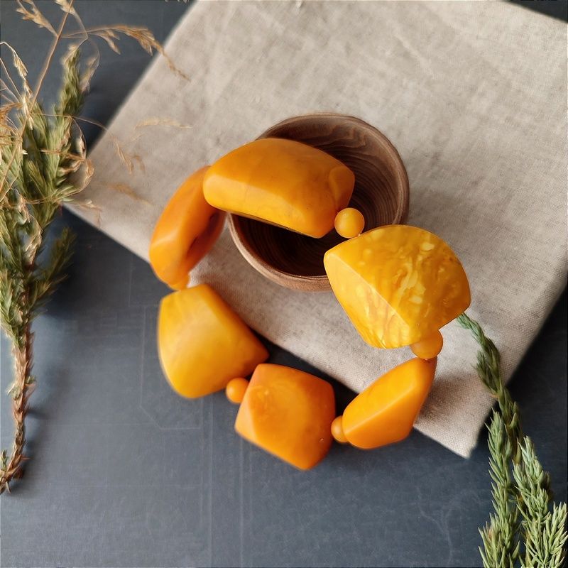 Браслет "Граненка" янтарь