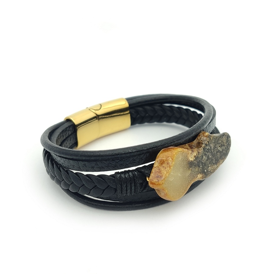 Браслет на кож. рем.,Янтарь 3501419888