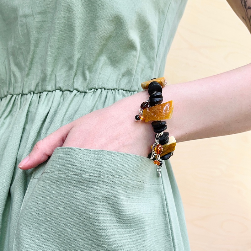 Браслет "Лесная фея" янтарь