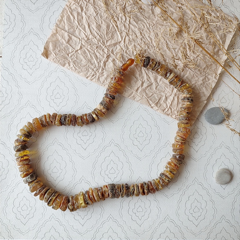 Бусы "Таблетка" из янтаря