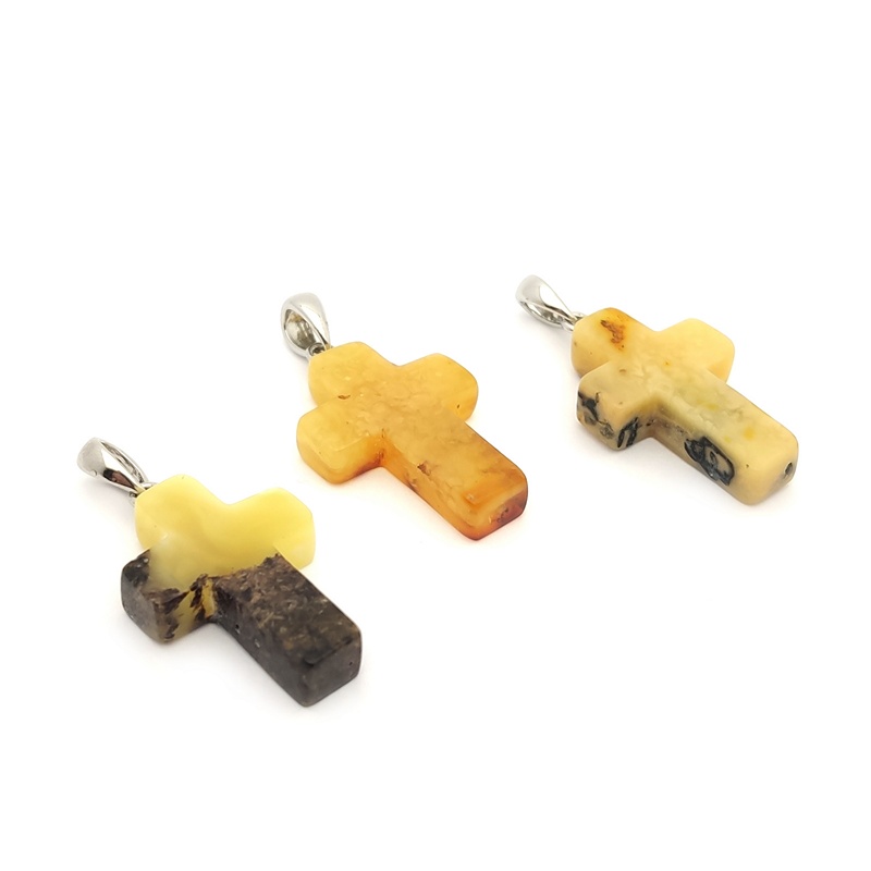 Крестик Янтарь, Посеребрение 43130405100