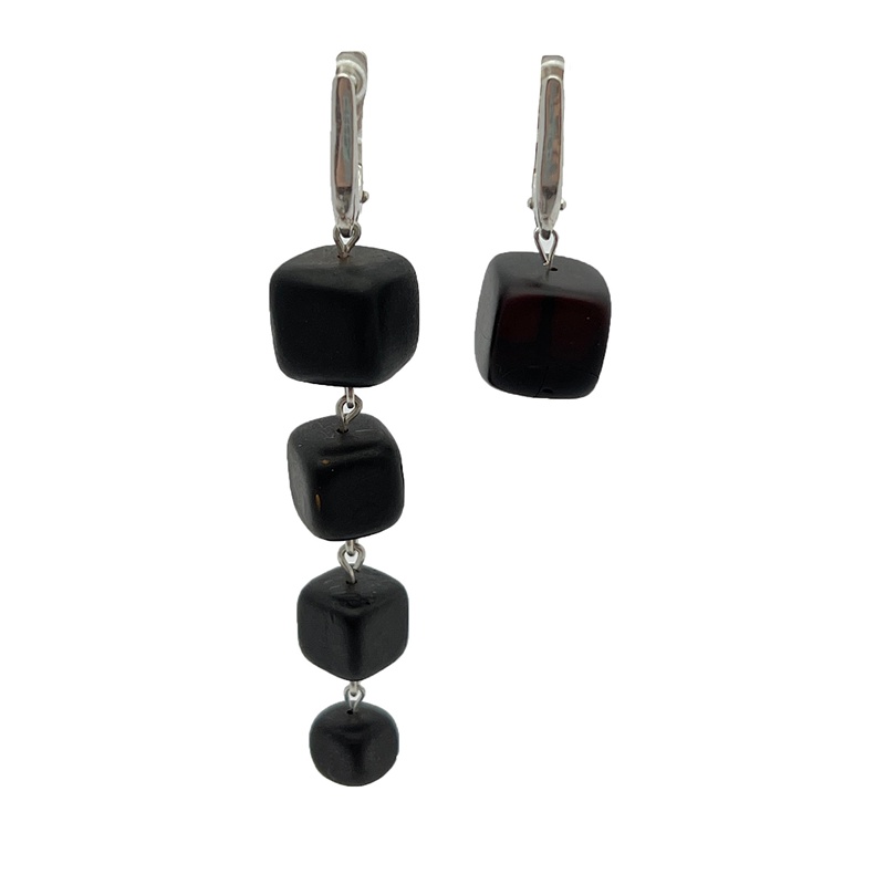 Серьги "Италия"  Янтарь,Посеребрение