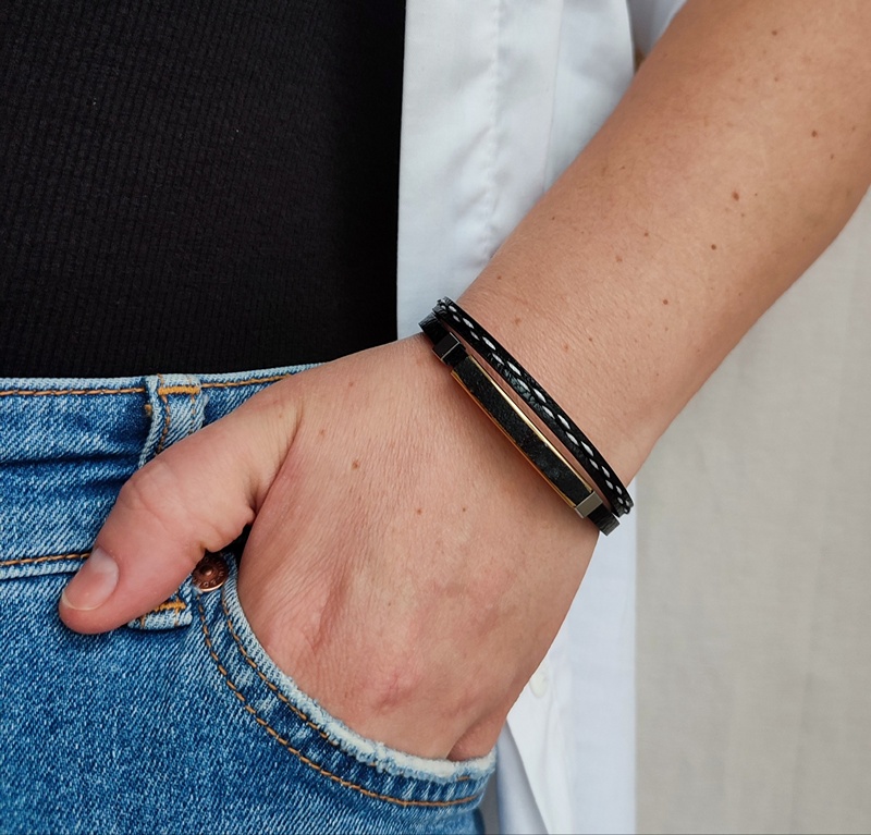 Браслет на кож.ремешке, янтарь 3111409862 (3)