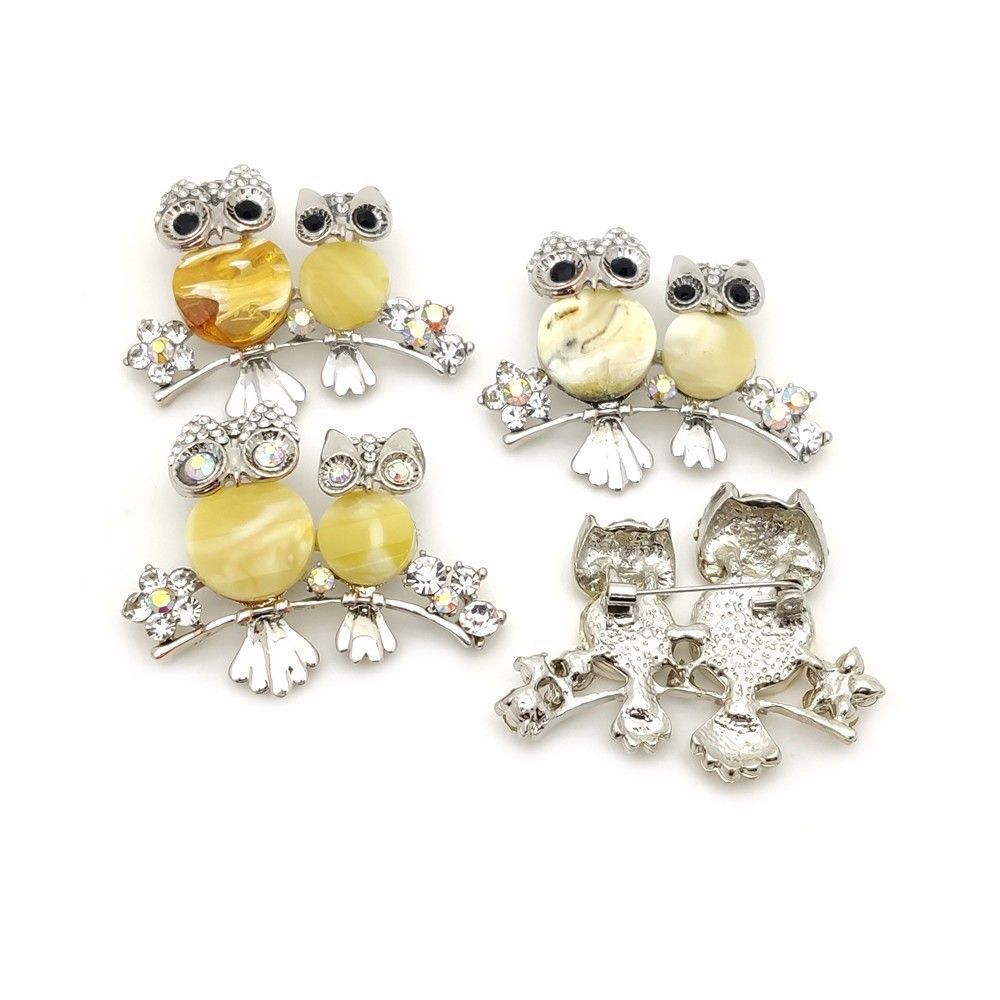 Брошь "Две совы" янт