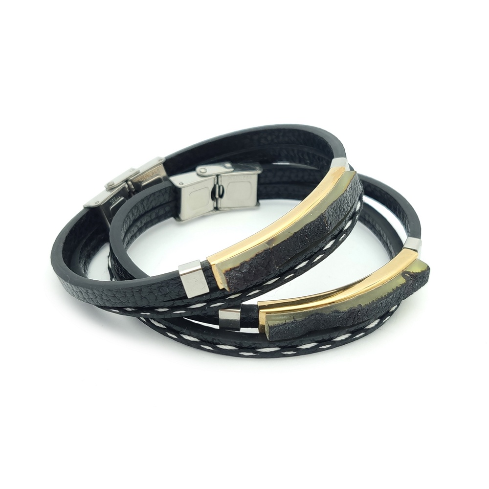 Браслет на кож.ремешке, янтарь 3111409862