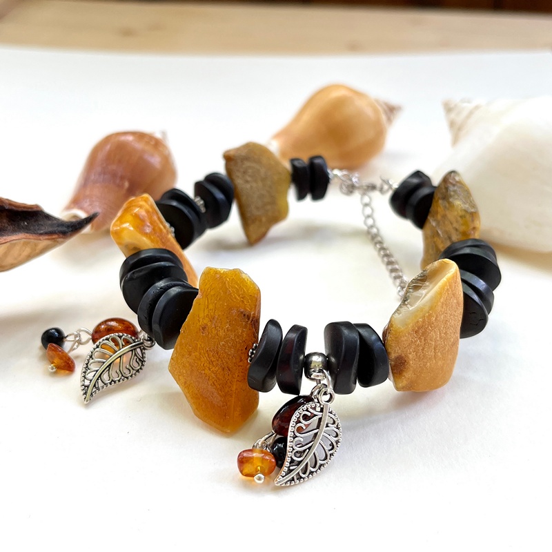 Браслет "Лесная фея" янтарь